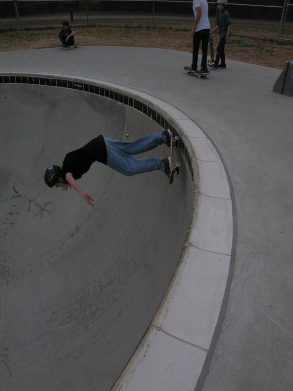 Young local Scott just learned backside grinds in the deep
